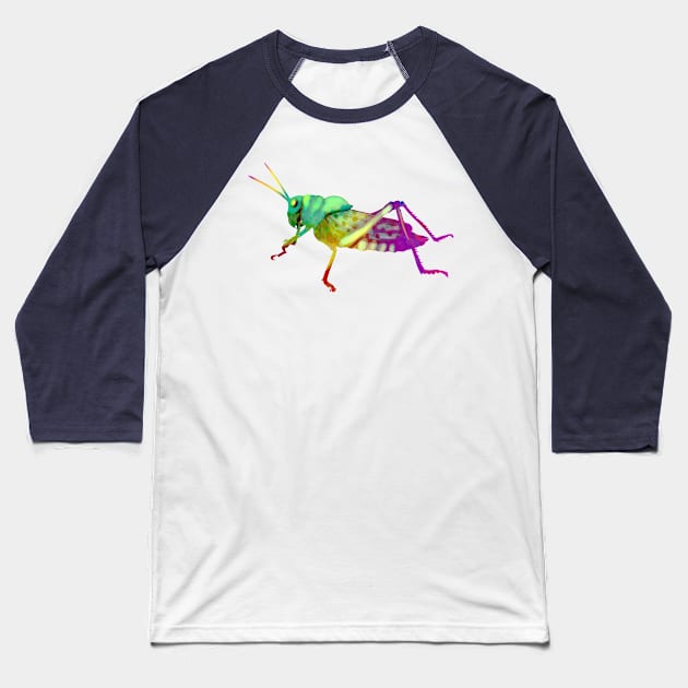 Colorful Grasshopper Baseball T-Shirt by techno-mantis